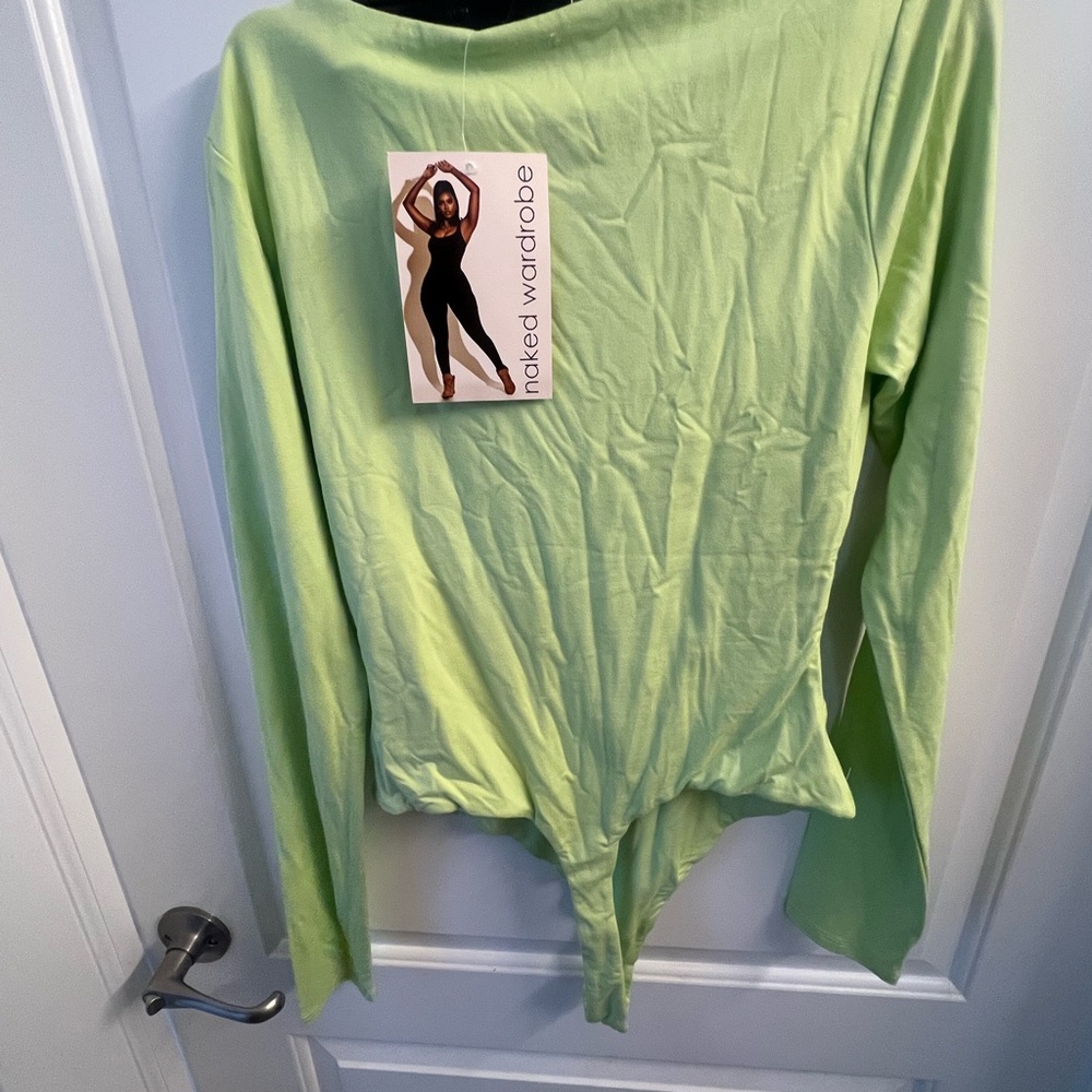 Naked Wardrobe Lime Long Sleeve Bodysuit